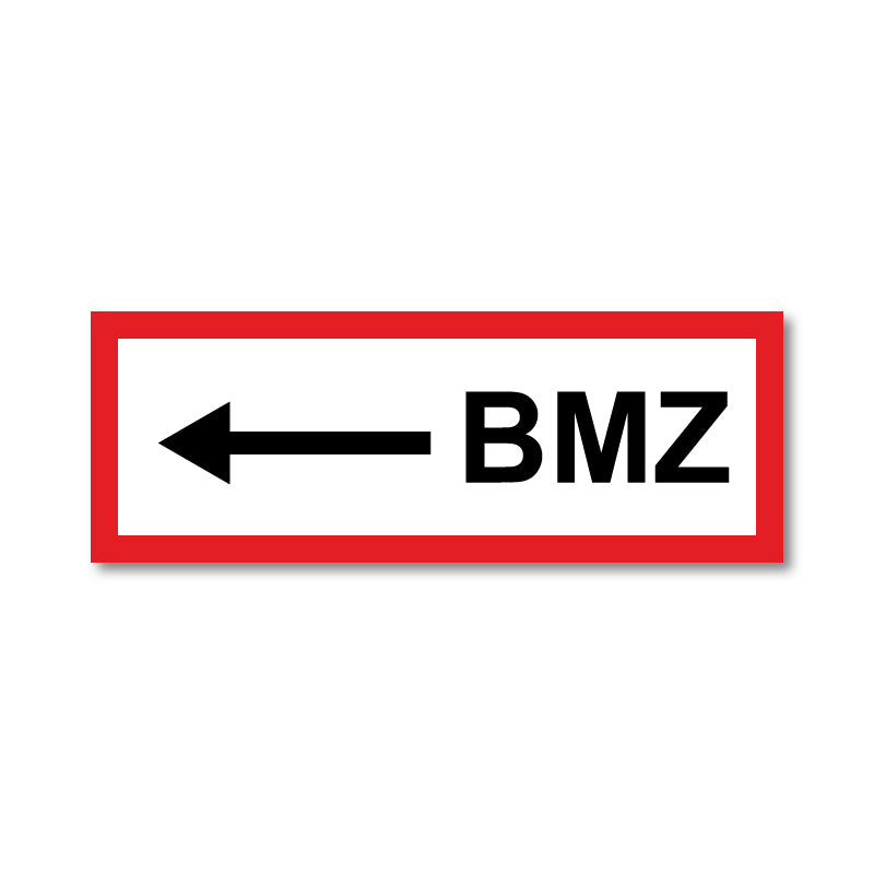 Feuerwehrschild, BMZ Pfeil nach Links