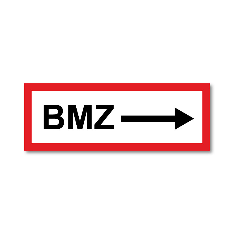 Feuerwehrschild, BMZ Pfeil nach Rechts